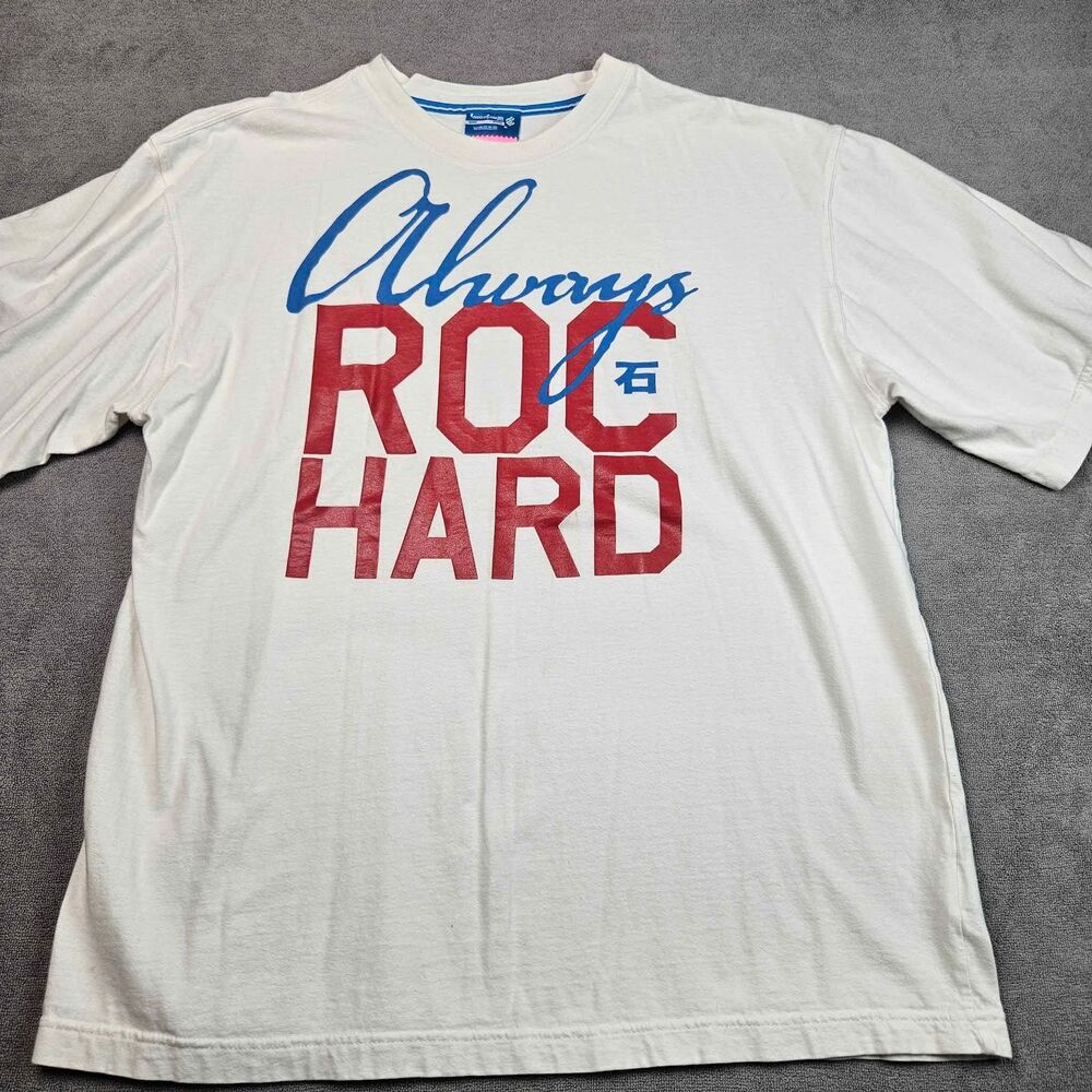 Rocawear Roc Hard Graphic T Shirt White XL Hip Hop Streetwear Cotton Tee